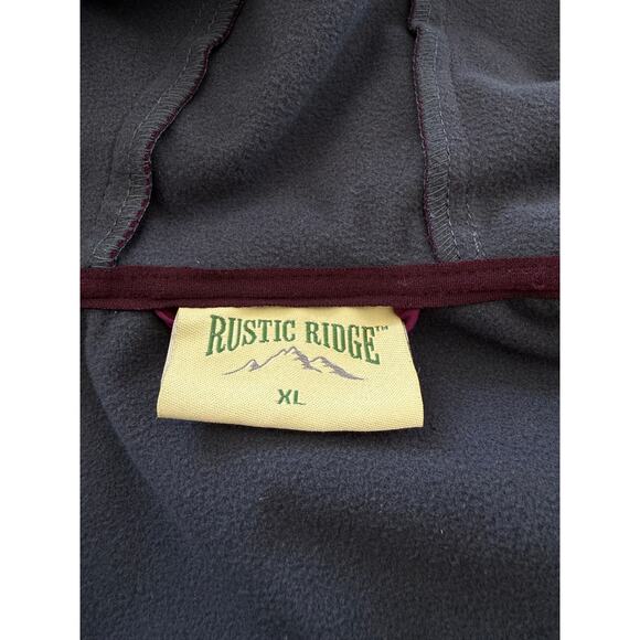 Burgundy Softshell Hooded Lined Outdoor Jacket Womens XL Rustic Ridge Zip Pocket - Picture 4 of 11